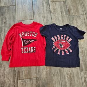 Houston Texans Shirts Boys 4T Lot of 2 Long Short Sleeve Football Game Day Sport